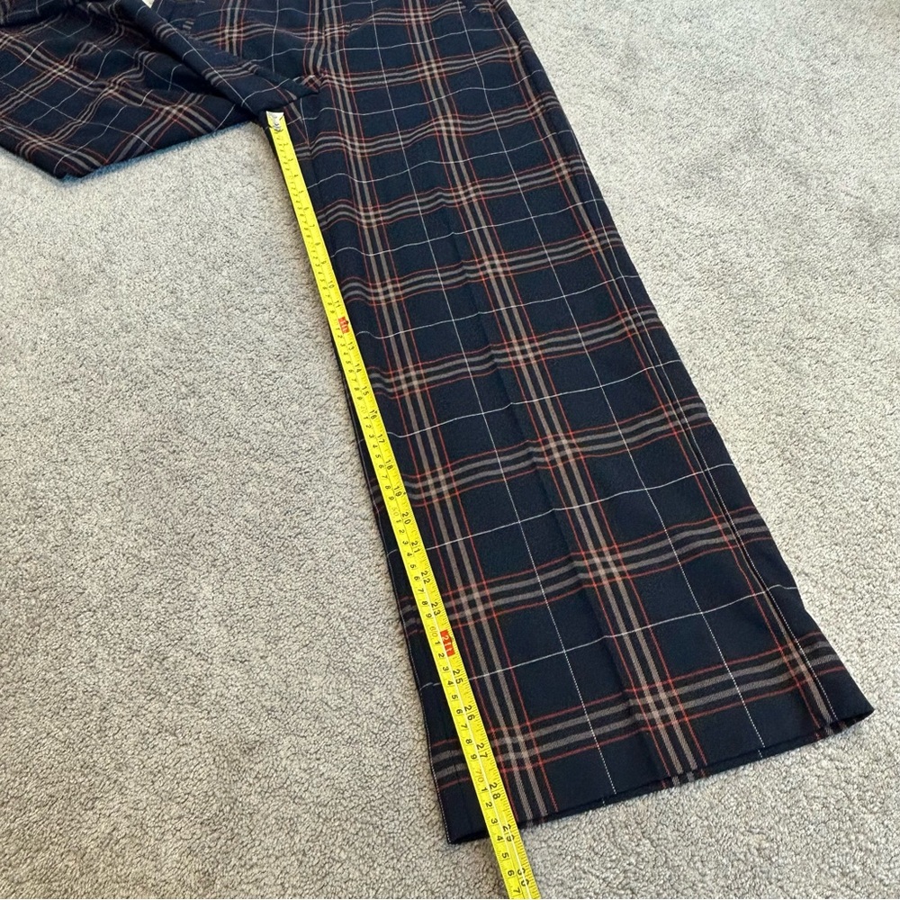 Banana Republic Navy Plaid Check Tartan HIGH-RISE SLIM WIDE-LEG PANT 6S - Picture 6 of 11
